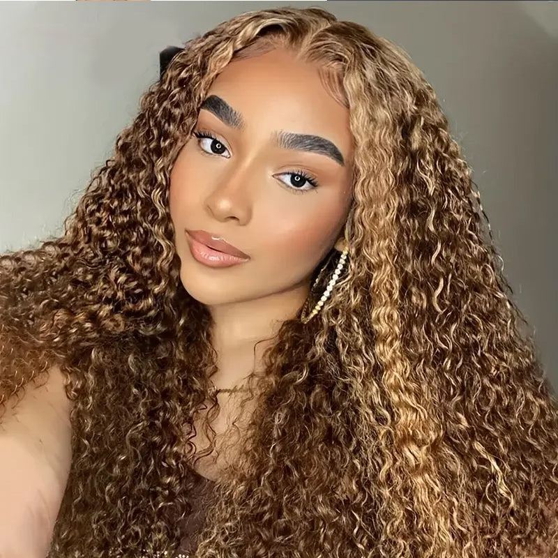 Lumiere Hair Pre-cut Glueless lace Wig Highlight Color P4/27 Water Wave 4x4 & 5x5 lace Wig For Black Women