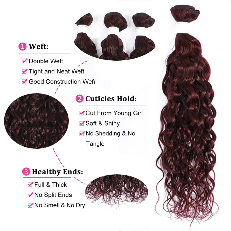 #99j Water Wave 3 Bundles with 13x4 Transparent Lace Frontal