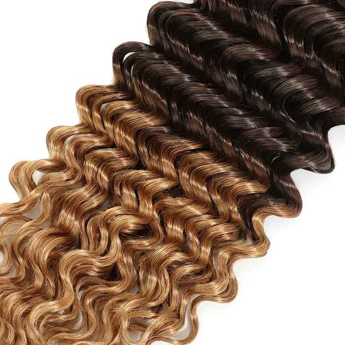 #T1B/4/27 Ombre Deep Wave Feather Crochet Human Hair Extensions