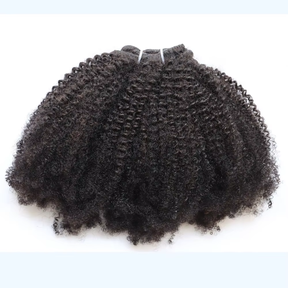 Afro Curly Clip In Human Hair Extensions Couleur Naturelle 8 Pièces / Set 120G 