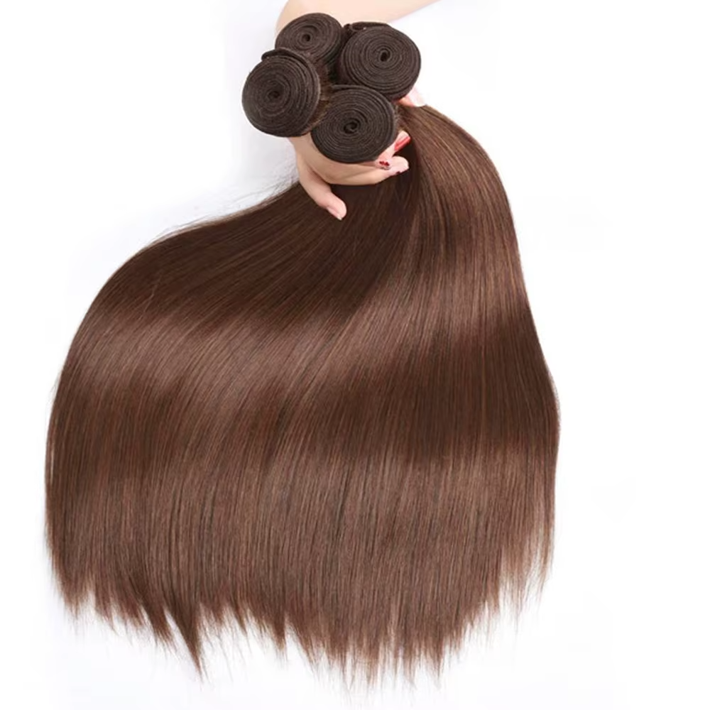 #4 Brown Body Wave 3 Bundles avec 4X4 Lace Closure 100% cheveux humains vierges 