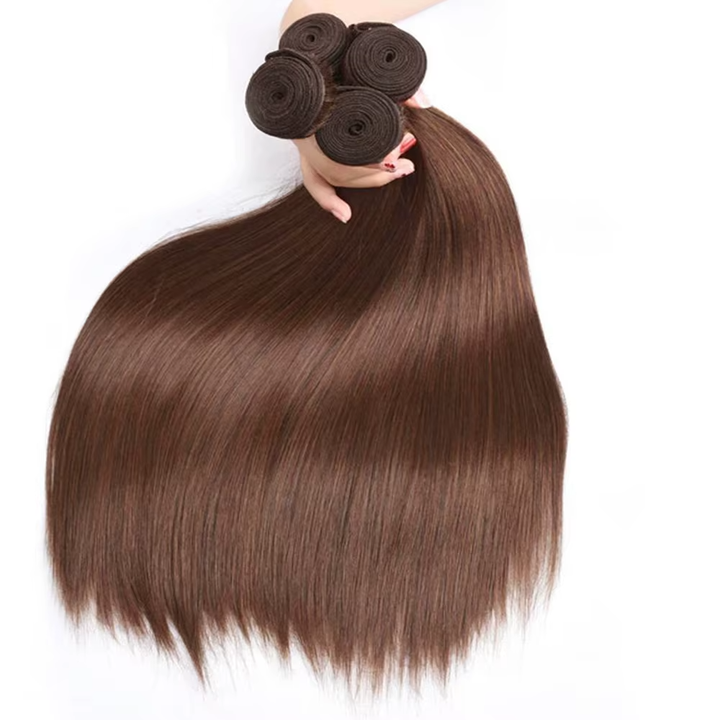 #4 Brown Body Wave 3 Bundles avec 4X4 Lace Closure 100% cheveux humains vierges 