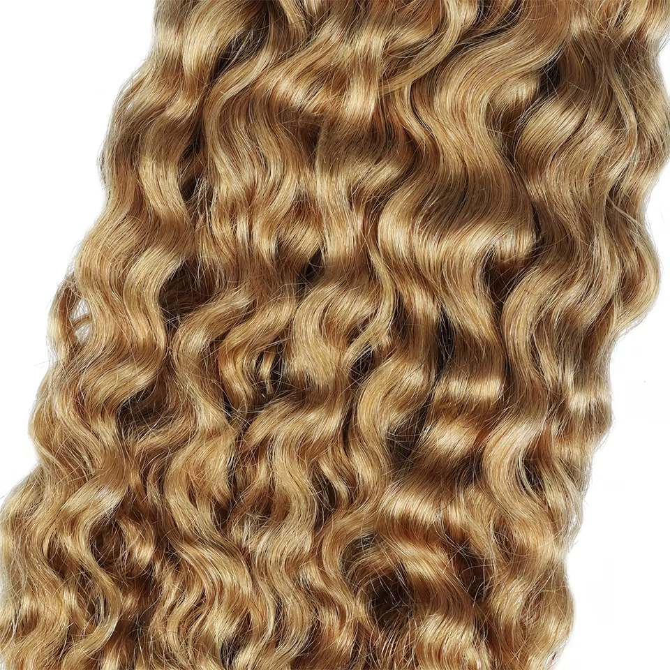 #27 Color Burmese Curly 3 Bundles With 4x4 Lace Closure Wavy Raw Virgin Hair Weave Extensions 100% Human Hair For Black Women