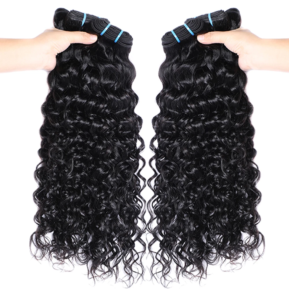 Lumiere 15A Water Wave Human Hair 3 Bundles Natural Black Brazilian Remy Hair