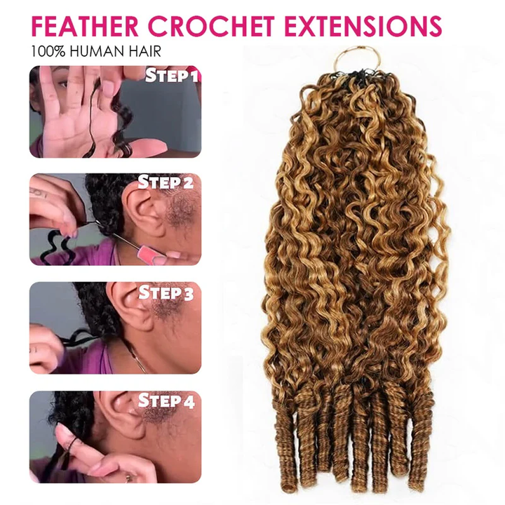 Lumiere Highlight P4/27 Color Burmese Curly Feather Crochet Human Hair Extensions(No Code Need)