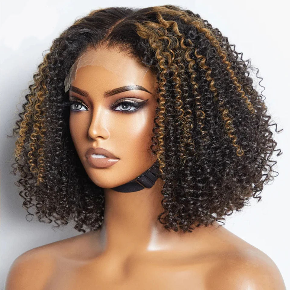 Lumiere Glueless Wig Human Hair Ready To Wear Real Kinky Curly Bob 13x4 Transparent Bob Lace Front Wigs For Black Women HDZ