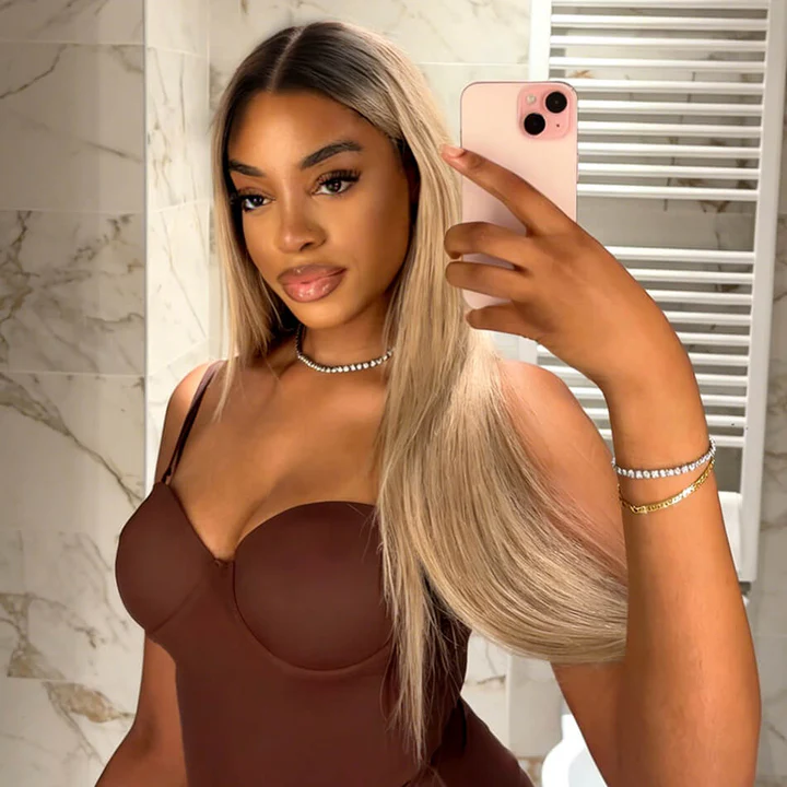 Lumiere Root4/Ash Blonde Body Wave Glueless Wig 13x4 Lace Front Human Hair Wigs 200% Density (#1B Colored)