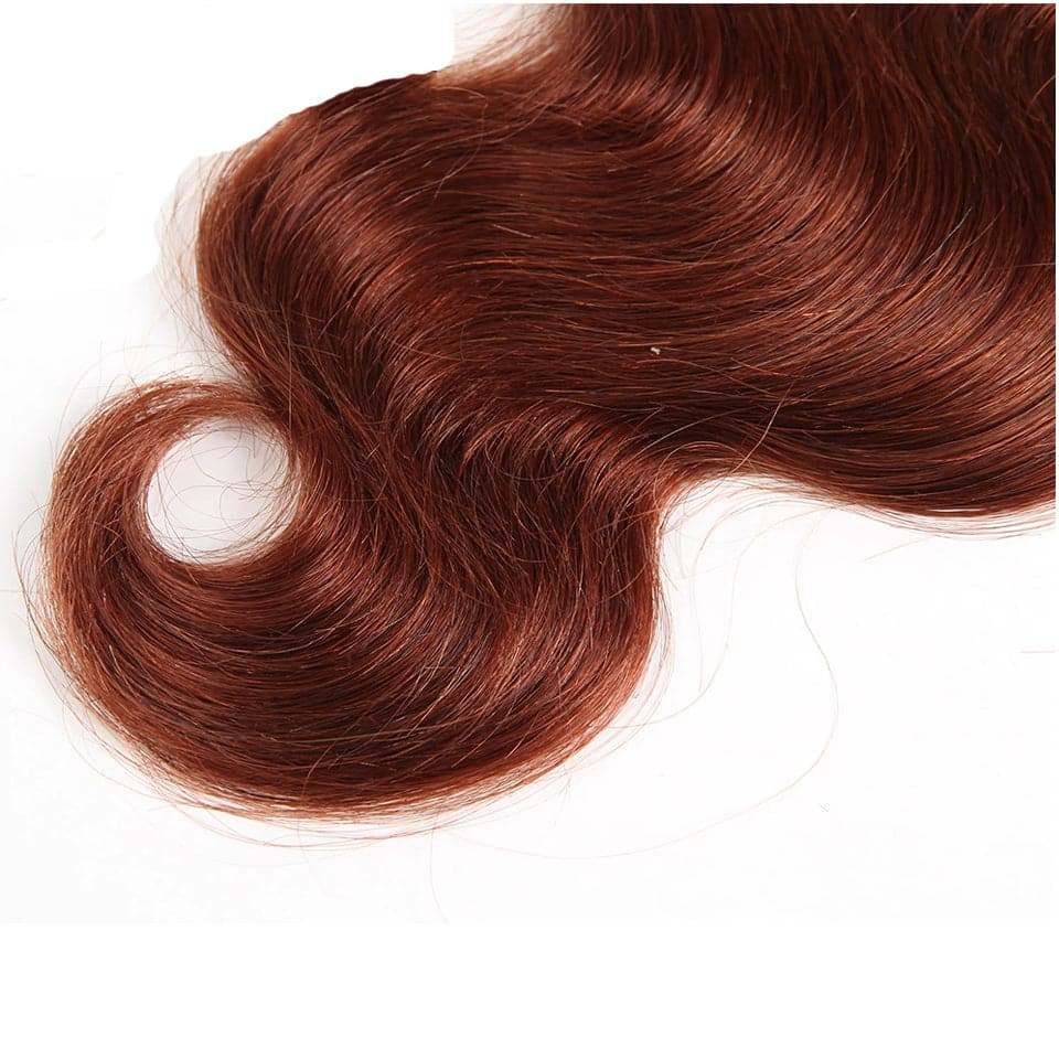 Reddish Brown #33 Colored Body Wave Bundles With 5x5/6x6 Closure 100% Human Hair 3 PCS Bundles And Closure(No Code Need)