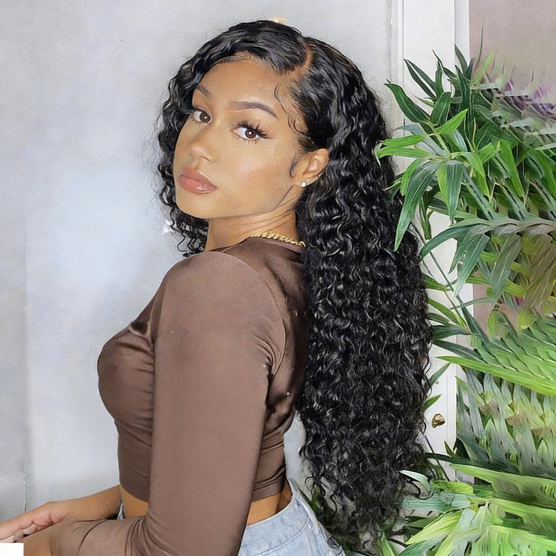 Lumiere Deep Wave Feather Crochet Human Hair Miracle Knots Friendly for Braids Saving Setup