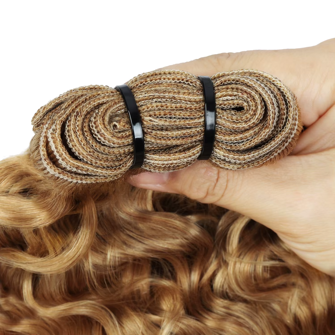 #27 Color Burmese Curly 3 Bundles With 4x4 Lace Closure Wavy Raw Virgin Hair Weave Extensions 100% Human Hair For Black Women