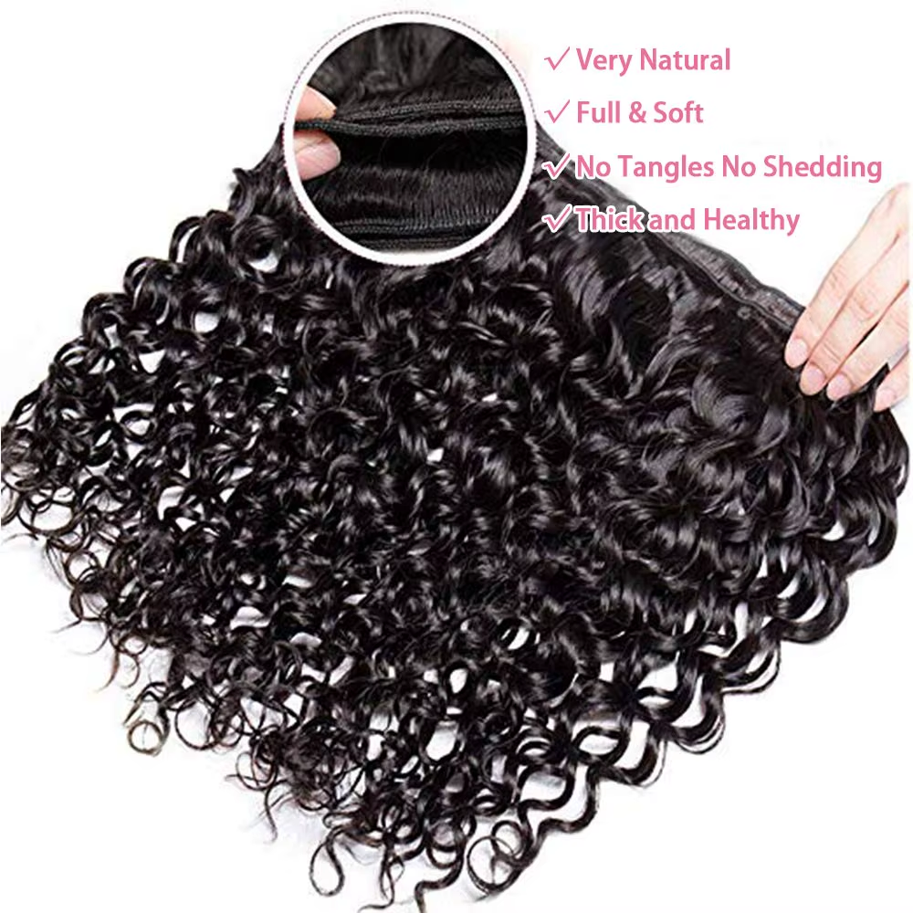 Lumiere 15A Peruvian Hair 4 Bundles With 13x4 Lace Frontal Water Wave Bundles Human Hair Weave Extensions