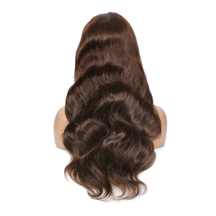 AMZ Lumiere #4 Color & Chocolate Brown Body Wave Wig 13x4 Lace Front Human Hair Wig 200% density