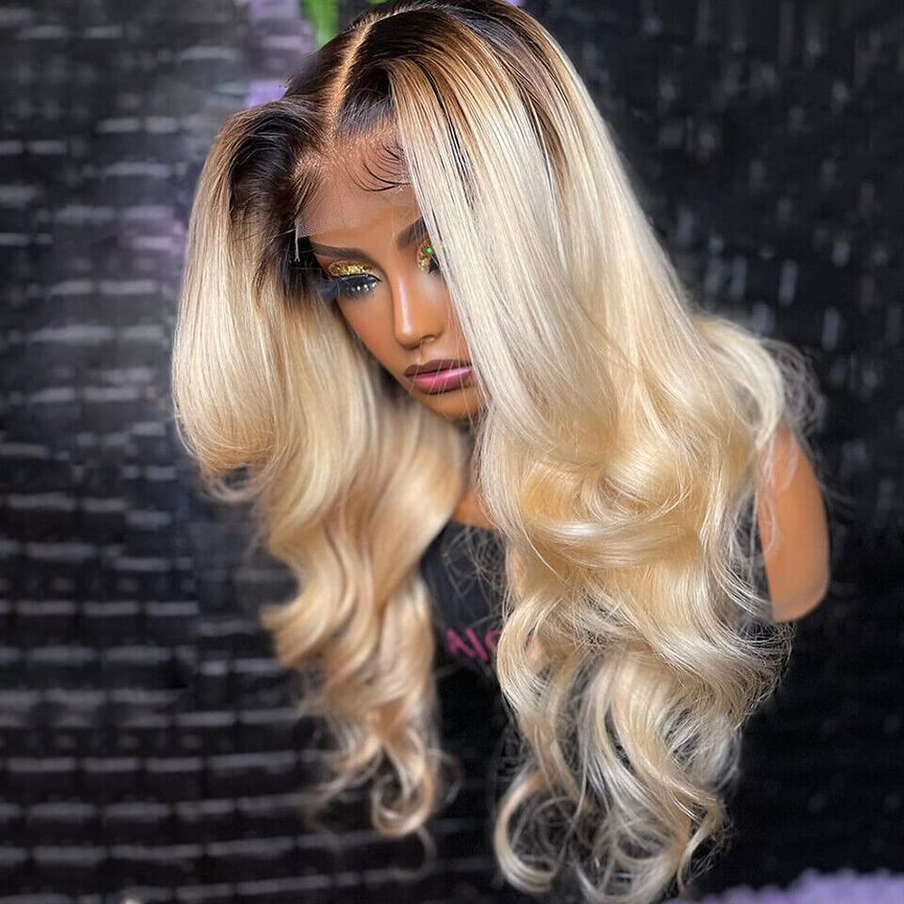 Root4/613 Body Wave Human Hair Wigs Transparent Lace Frontal Wig 200% Density Wigs For Women