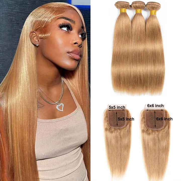 #4 Brown Body Wave 3 Bundles avec 4X4 Lace Closure 100% cheveux humains vierges 