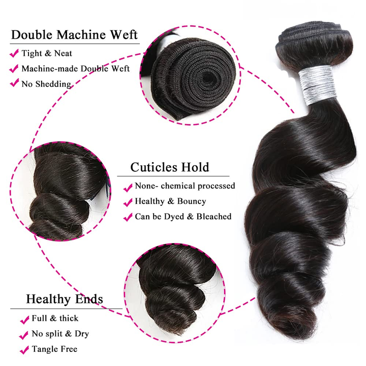 Lumiere 15A Loose Wave 4 Bundles 100% Human Hair Extensions Bundles