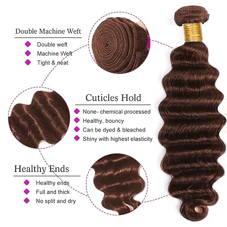 Chocolate Brown Loose Deep 3 Bundles With 13x4 Lace Frontal Brazilian Hair Human Hair