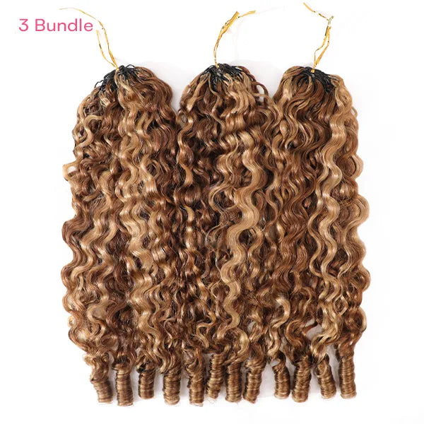 Lumiere Highlight P4/27 Color Burmese Curly Feather Crochet Human Hair Extensions(No Code Need)