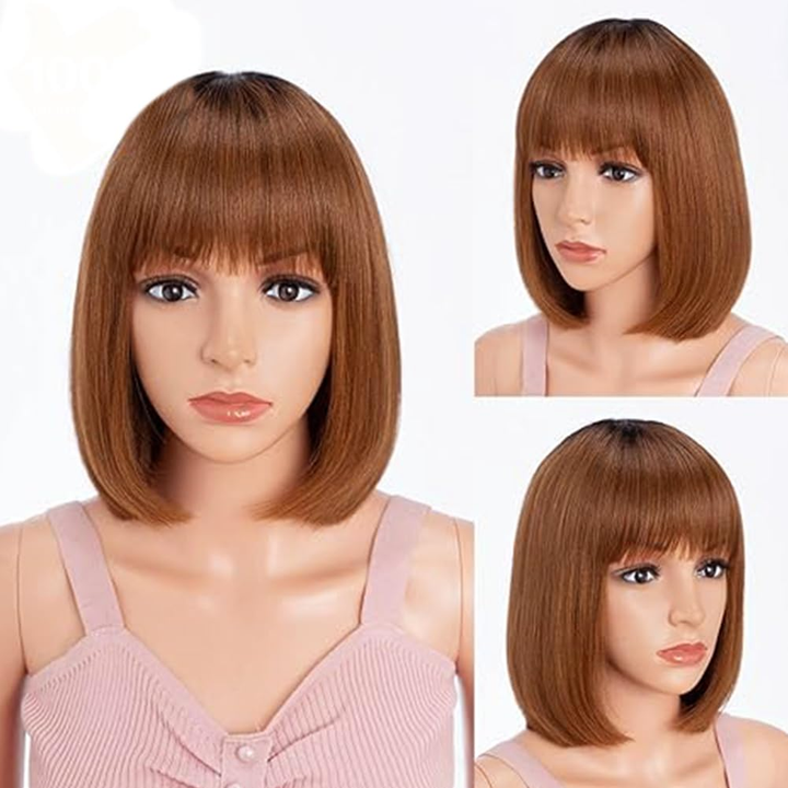 #T1B/99J #T1B/30 Highlight Straight Bob Full Machine Made Wigs None Lace For Women