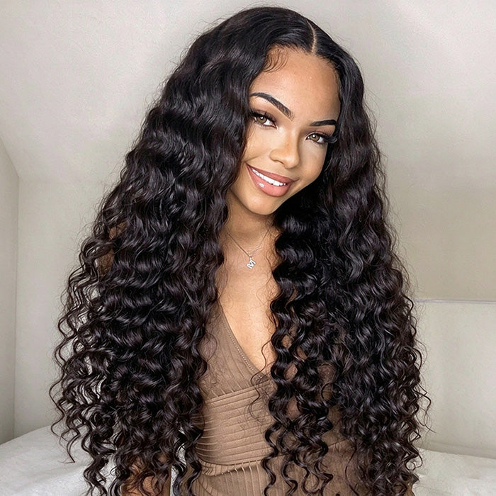 Loose Deep U Part Human Hair Wigs Natural Black Brazilian Virgin Hair