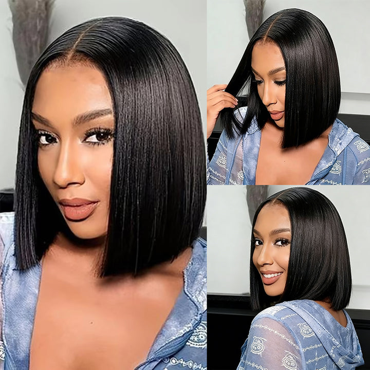 Lumiere Blunt Cut 5x5/6x6 HD Lace Bob Wig Straight Natural Color for black Women Human Hair Wig 220% Density