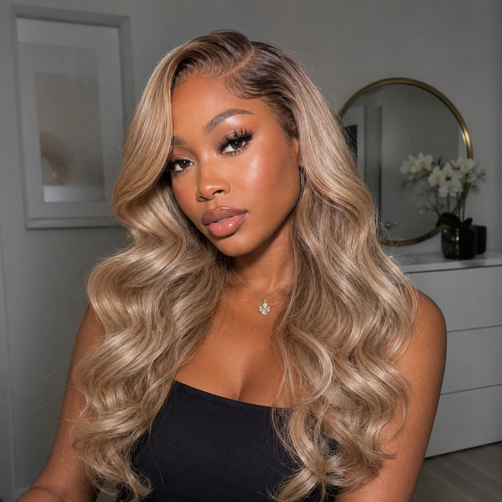 Lumiere Root 4/Ash Blonde  Body Wave Wig Human Hair Wigs 250% Density(#613 Colored)