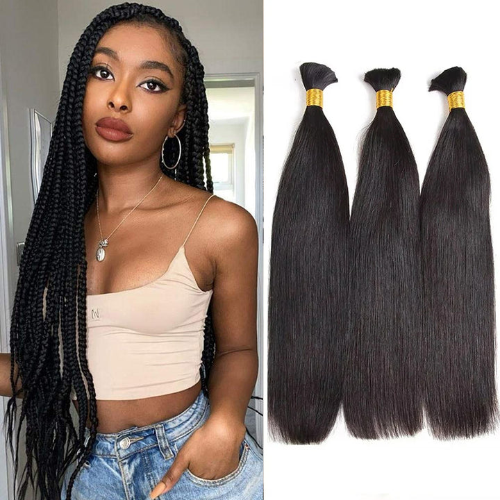lumiere 3/4 Piece Straight Bulk For Braiding Hair 1 Piece Straight Human Hair Extension