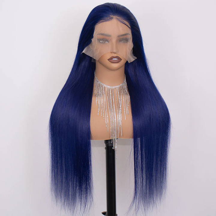 Lumiere Dark Blue Bomb Pre Colored 13x4 Straight/Body Lace Frontal Human Hair Wig (No Code Need)