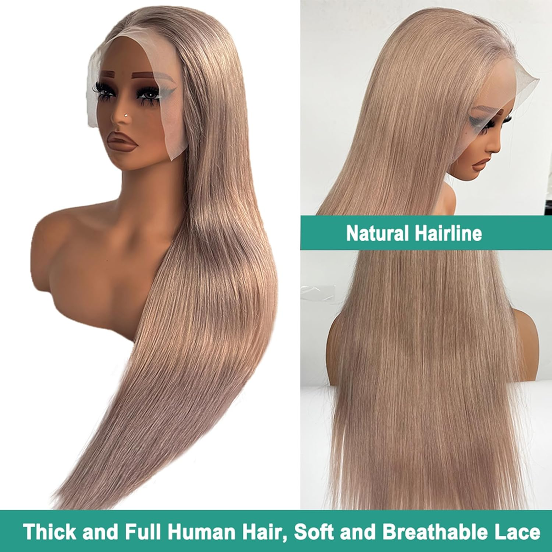 Lumiere Ash Blonde 13X4 Transparent Lace Frontal Wig Straight Wig Human Hair For Women