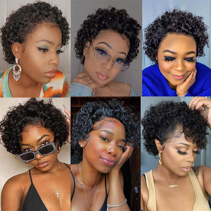 Ship In 24Hours-Lumiere Pixie Cut Short Bob Water Curly 13X1 HD Transparent Lace Frontal Human Hair Wig For Women