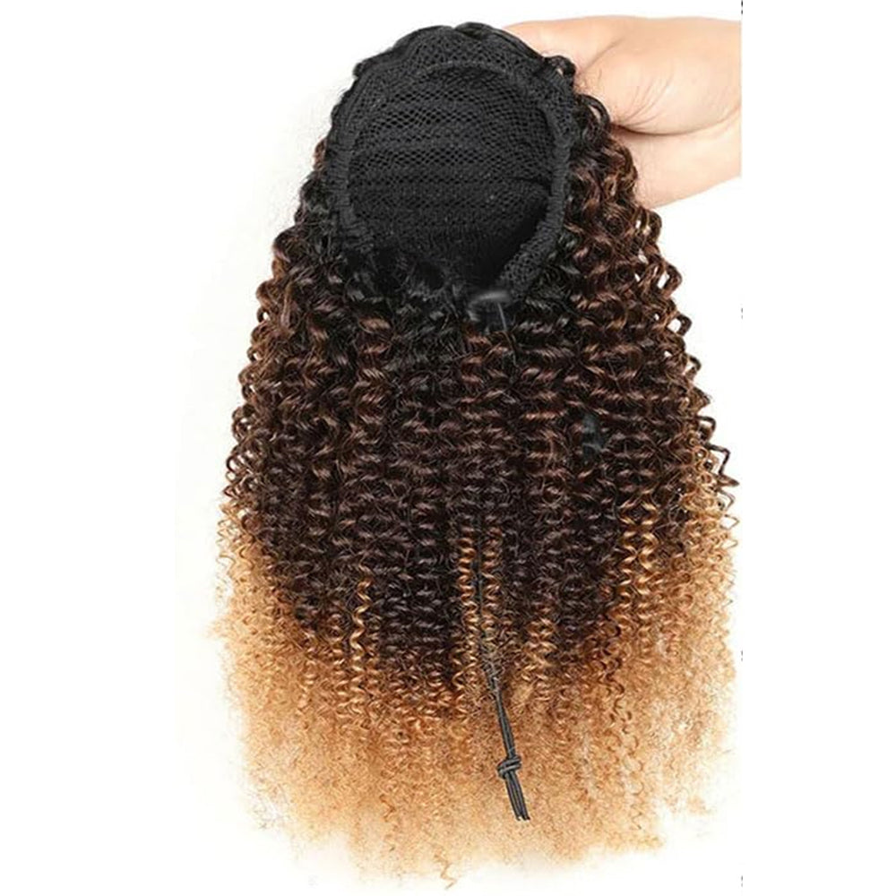 1b/4/27 Afro Curly Drawstring Ponytail African American Hair Extension