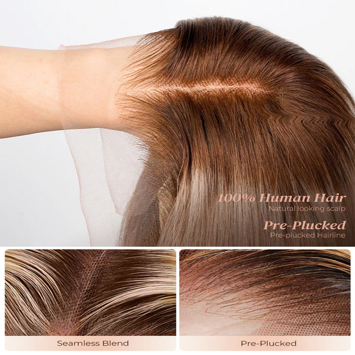Lumiere Root 4/Ash Blonde  Body Wave Wig Human Hair Wigs 250% Density(#613 Colored)