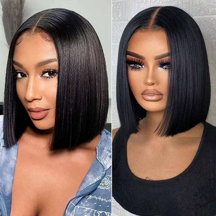 Lumiere Blunt Cut 13x4 HD Lace Front Wigs Straight New Short Bob Natural Black Human Hair Wigs For Women