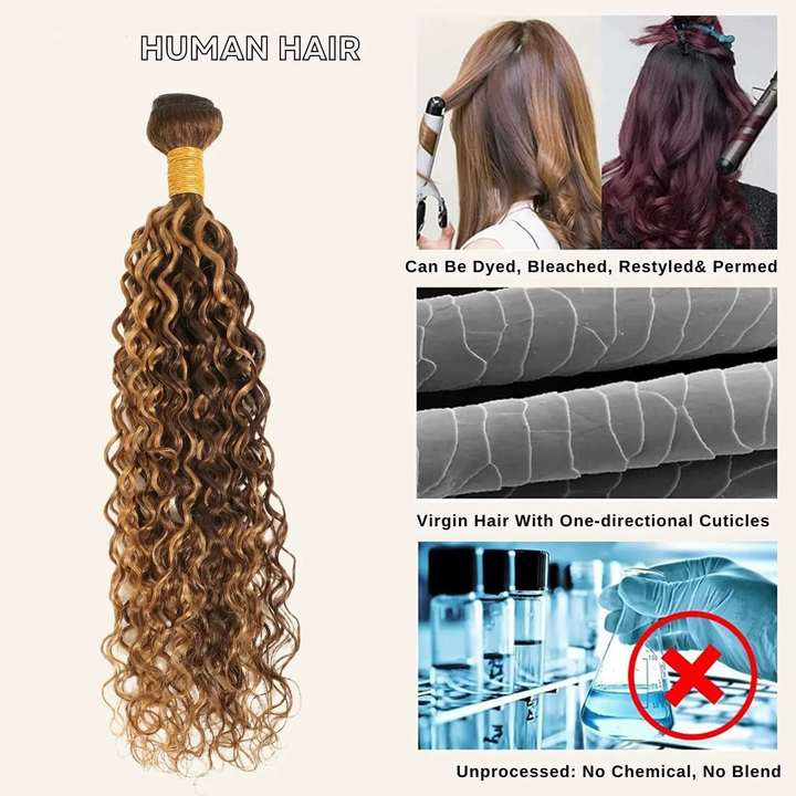 Highlight P4/27 Water Wave 3 Bundles With 13x4 Transparent Lace Frontal
