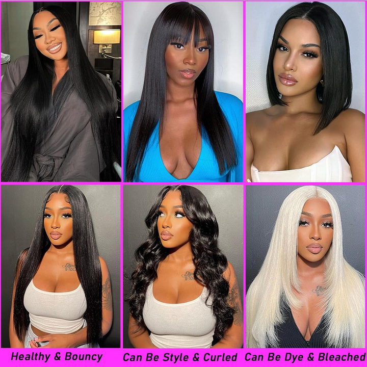 (B2) 4 Bundles Straight Hair with 13x4 Lace Frontal Brazilian Hair Weave Bundles