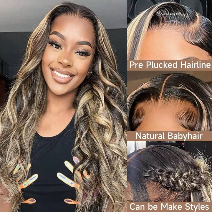 Mettez en surbrillance 99J Blonde Body Wave Lace Front Wig pour les femmes 