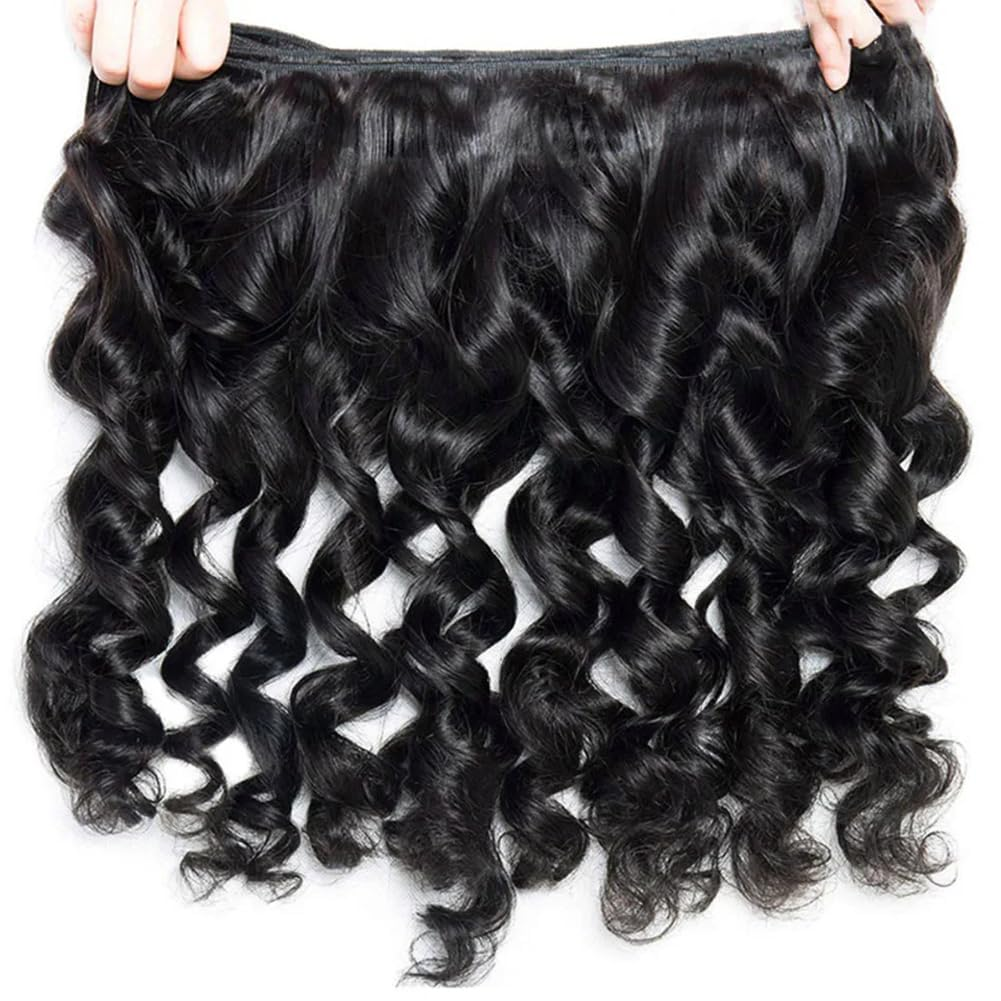 (B2) 4 Bundles Loose Wave Hair with 13x4 Lace Frontal Brazilian Hair Weave Bundles