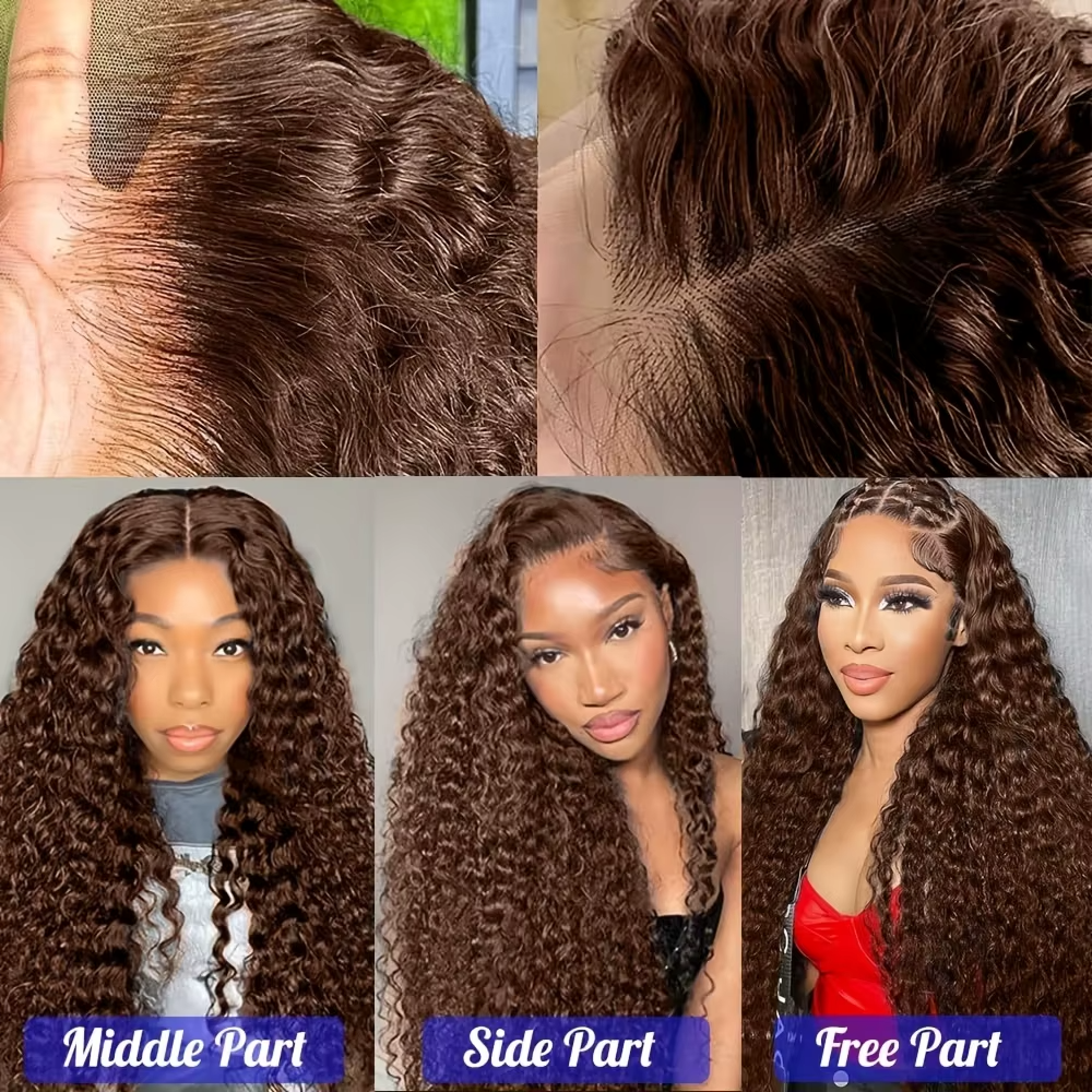 [Glueless Wig] Lumiere Hair Deep Wave #4 Brown Lace 4x4 & 5x5 Pre-cut lace Ready To Go Wig With Baby Hair
