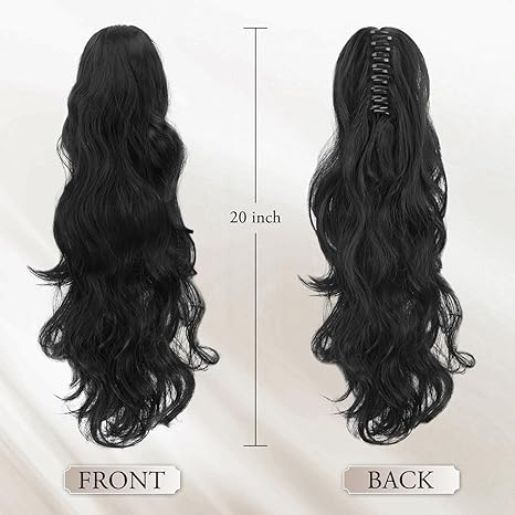 Natural Black Body Wave Claw On Ponytails Human Hair Extension