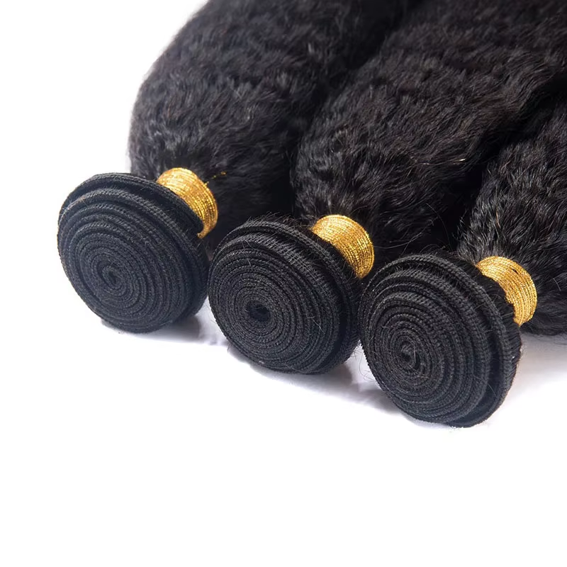 Lumiere 15A Kinky Straight Human Hair 4 Bundles Yaki Bundles Brazilian Raw Human Hair Extensions for Women