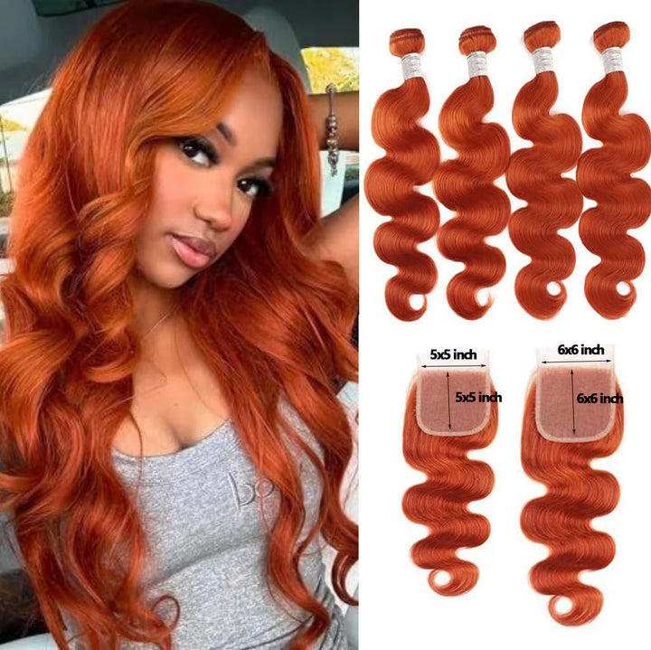 #4 Brown Body Wave 3 Bundles avec 4X4 Lace Closure 100% cheveux humains vierges 