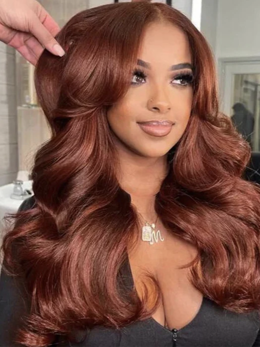 [Glueless Wig] Upgrade Lumiere 33# Reddish Brown Body Wave 13x4 Lace Wigs Wear On The Daily Wig