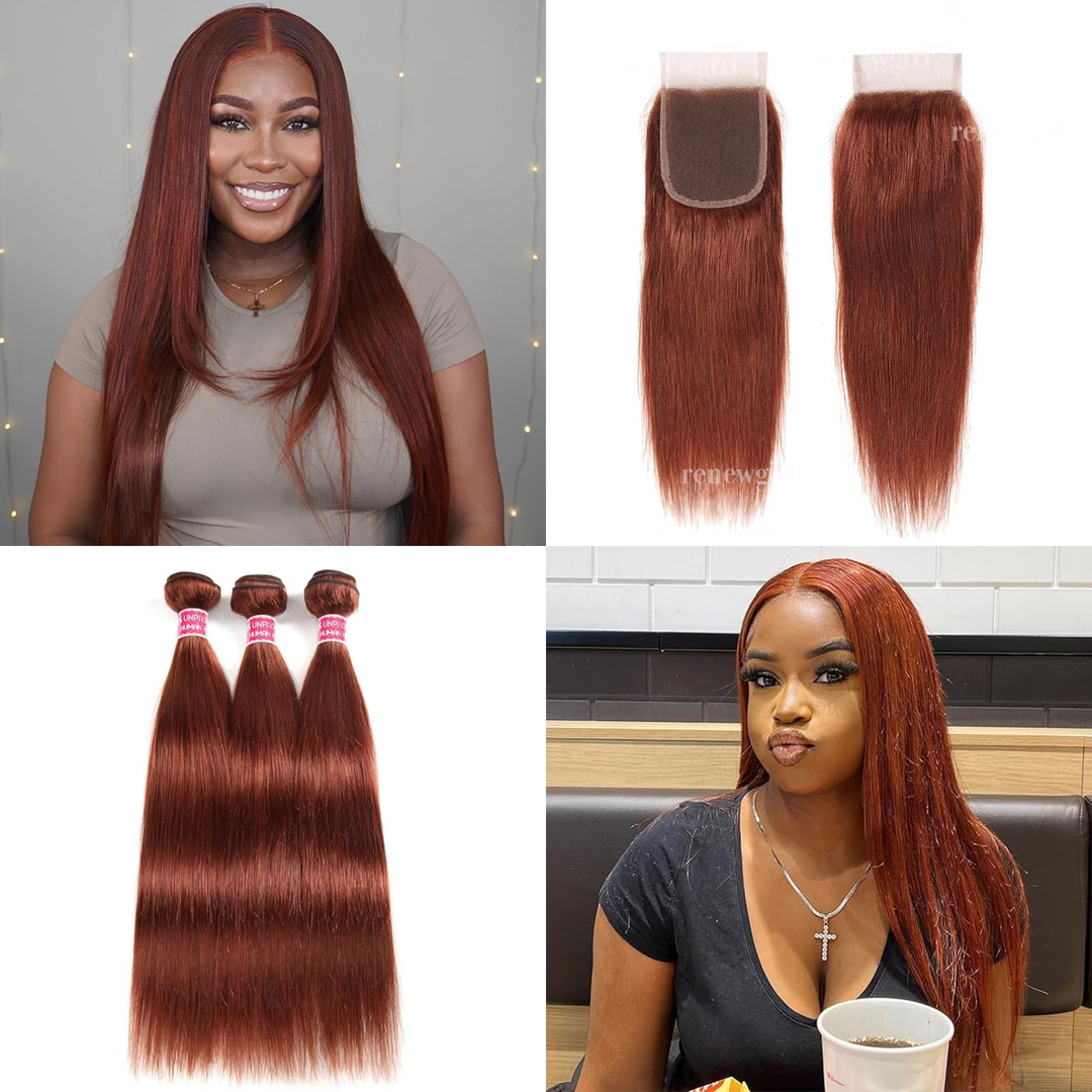 #4 Brown Body Wave 3 Bundles avec 4X4 Lace Closure 100% cheveux humains vierges 