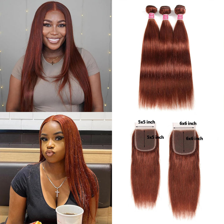 #4 Brown Body Wave 3 Bundles avec 4X4 Lace Closure 100% cheveux humains vierges 