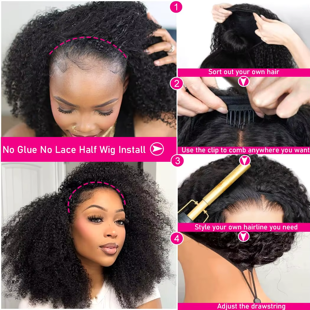 Perruque brésilienne de cheveux humains sans colle U Part Water Wave 