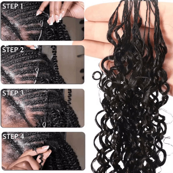 Lumiere Water Wave Feather Crochet Human Hair for Boho Braids with Miracle Waves