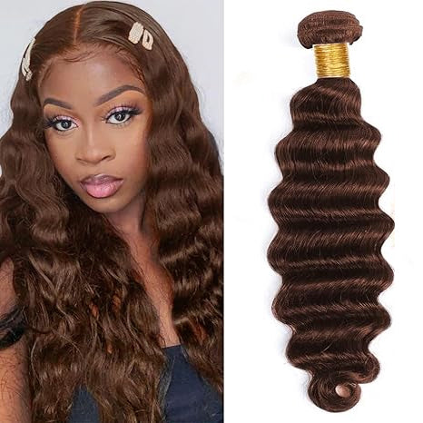 #4 Brown Colored 1 Piece Loose Deep Wave Bundles Brazilian Human Hair Bundles Hair Extension Hair Weaves