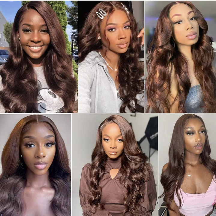 [Glueless Wig] Lumiere Hair Color Chocolate Brown Body Wave 4x4 & 5x5  Pre-cut Lace Ready To Go Glueless Wigs Human Hair Wigs