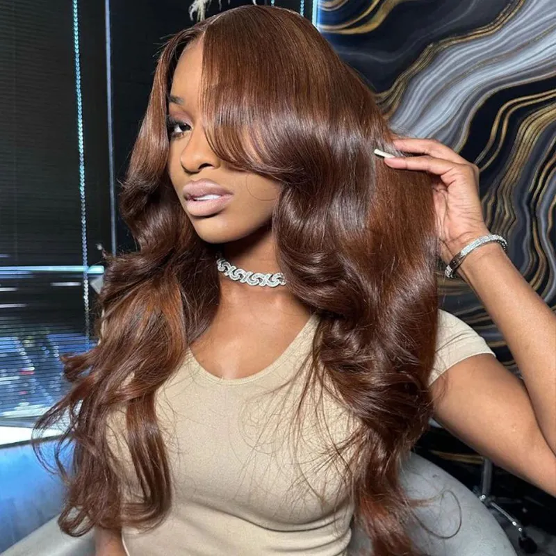 $131=22'' 13x4 Lace Wig丨Chocolate Brown Body Wave 13x4 HD Lace Human Hair Wig (No Code Need)