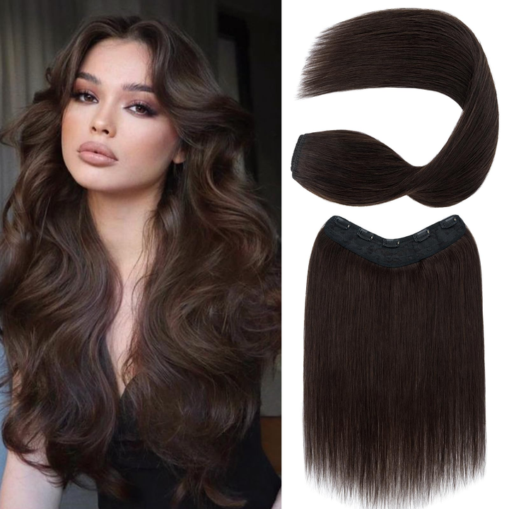 #2 Straight 5 Clips One Piece Extensions de Cheveux Humains Real For Women 