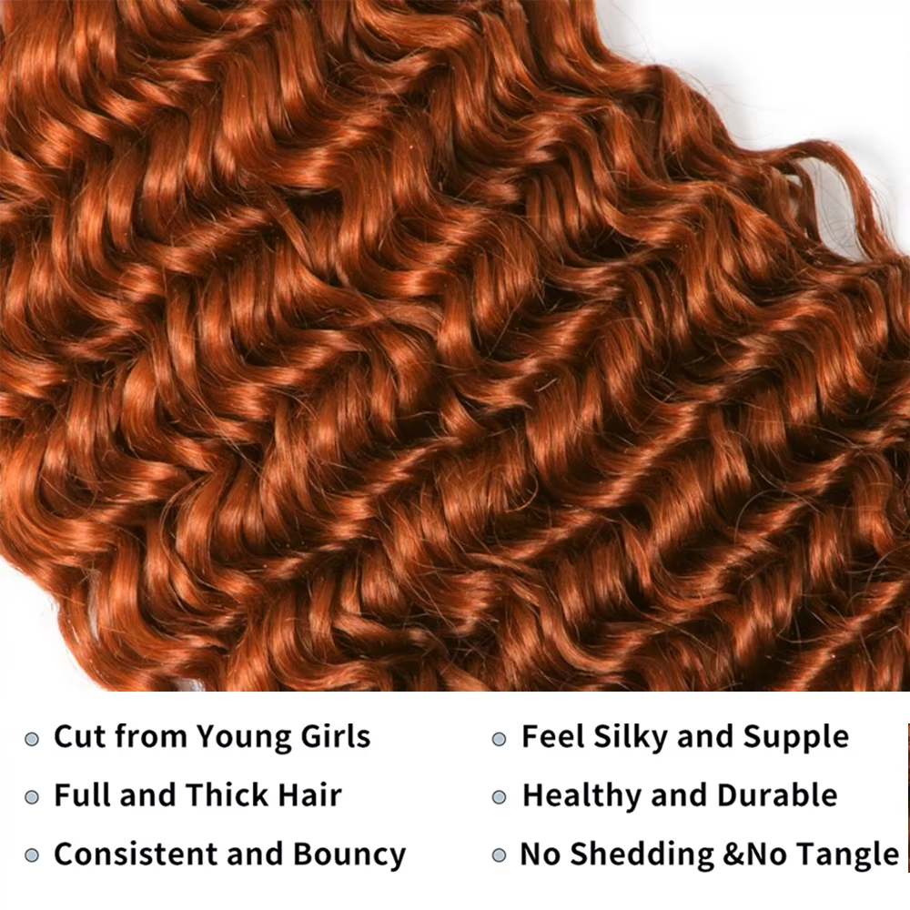 #350 Ginger Color Deep Wave 3 Bundles 100% Human Hair(No Code Need)